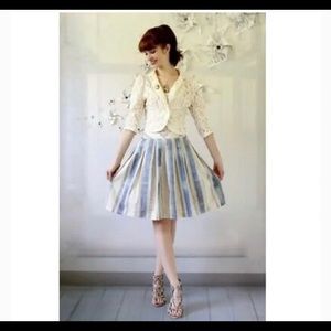 Maeve / Anthro blue striped pleated skirt, 0,  A Pitter Pattern